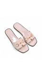 Beige XY LONDON Beige 'Lesley' Square Toe Mule Slider Sandals With Buckle Detail, Image 5 of 5