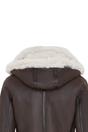 Dark Brown Sheep Leather Hood Flying Bomber Jacket, Image 8 of 8