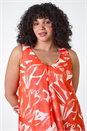 Orange Curve Abstract Print Chiffon Dress, Image 4 of 5