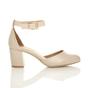 Natural AJVANI Natural Mid Block Heel Ankle Strap 2 Part Heels, Image 2 of 6