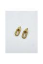 Gold Ribbed Oval Hoop Earrings, Image 3 of 4