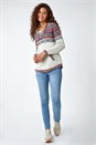 Ivory  Nordic Print Knitted Hooded V-Neck Jumper, Image 2 of 5