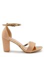 Rose Gold 'Perla' Mid High Block Heel Sandals With Ankle Strap, Image 4 of 5