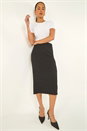 Black Petite Textured Midi Skirt, Image 3 of 5