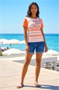 Orange Stripe Floral Sparkly T-Shirt, Image 2 of 4