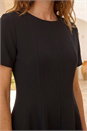 Black Panel Flared Stretch Dress, Image 4 of 4