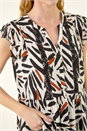 Black Abstract Print Lace Tunic Top, Image 5 of 5