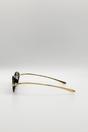 Black Bold Oval Angular Sunglasses in Black, Image 4 of 5