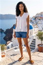 Ivory  Crinkle Frill Neck Blouse, Image 3 of 4