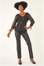 Black Sequin Mesh Blouson Top, Image 2 of 5