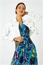 White Cropped Cotton Denim Jacket, Image 4 of 5