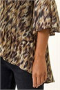 Brown Animal Print Pleated Top, Image 5 of 5