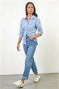 Blue Petite Abstract Spot Jersey Shirt, Image 7 of 7