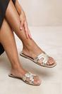 Gold 'Maldives' Cut Out Strap Flat Sandals, Image 2 of 2