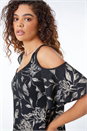 Black Metallic Floral Cold Shoulder Top, Image 1 of 5