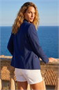 Navy  Button Detail Stretch Blazer, Image 3 of 4