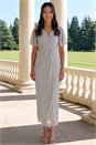 Silver Metallic Plisse Bodycon Maxi Dress, Image 3 of 4