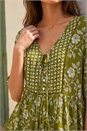 Olive Floral Print Tassel Tunic Top, Image 4 of 4