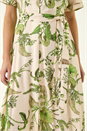 Green Floral Tie Waist Shirt Dress, Image 5 of 5