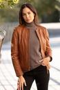 Tan Ashwood Leather Tan 'Liona' Collarless Leather Jacket, Image 1 of 5