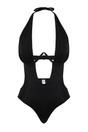 Black WOVCOR Black Plunge Halterneck Cut Out Detail Swimsuit, Image 2 of 3