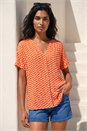 ORANGE Abstract Print Tunic Top, Image 1 of 4