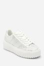 White Eliane' Lace Up Trainer with Diamante Pattern, Image 3 of 7