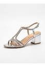 Silver Edie Metallic T Strap Rhinestone Sandals, Image 1 of 4