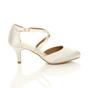Ivory Mid Heel Crossed Straps Court Shoes, Image 2 of 6