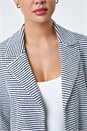 Black Stripe Textured 3/4 Sleeve Cotton Blend Jacket, Image 5 of 5
