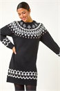 Black Geometric Print Knitted Shift Dress, Image 4 of 5