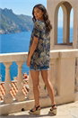 Navy  Leaf Print Hanky Hem Tunic Top, Image 3 of 4