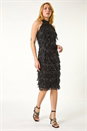 Black Dusk Halter Neck Tassel Trapeze Dress, Image 1 of 5
