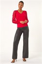 Red Polka Dot V-Neck Sleeve Knit Jumper, Image 1 of 5