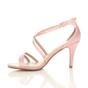 Light Pink AJVANI Light Pink Mid Heel Crossed Straps Wedding Bridal Sandals, Image 3 of 6