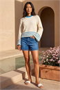 Ivory Petite Contrast Hem Knit Jumper, Image 1 of 4