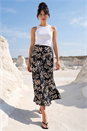 Black Dusk Floral Fluted Midi Skirt, Image 2 of 4