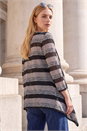 Black Mock Layer Stripe Knit Cardigan, Image 2 of 4
