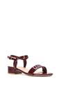 Burgundy XY LONDON Burgundy 'Moana' Strappy Low Block Heels With Ankle Strap, Image 2 of 5