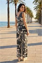 Black Dusk Tropical Palm Print Jumpsuit, Image 3 of 4