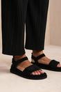 Black Corfu Velcro Double Strap Footbed Sandals, Image 1 of 2