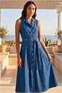 Denim Denim Button Down Midi Dress, Image 1 of 4