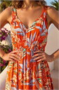 ORANGE Petite Leaf Print Strappy Maxi Dress, Image 4 of 4