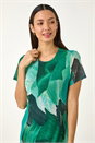 Green Leaf Print Mesh Midi Dress, Image 4 of 5
