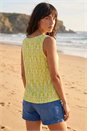 Lime Ikat Print Textured Vest Top, Image 3 of 4
