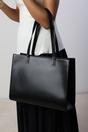 Black Bailee Double Handle Tote Bag with Central Fastening, Image 2 of 6