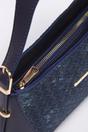 Navy WOVCOR Navy Woven Panel Shoulder Bag with Gold Hardware, Image 2 of 4