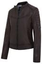 Dark Brown Quilted Leather Biker Jacket-Horten, Image 2 of 6