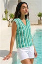 Green Wave Stripe Knit Top, Image 1 of 4