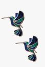 Multi Sterling Silver Blue Hummingbird Studs, Image 2 of 2